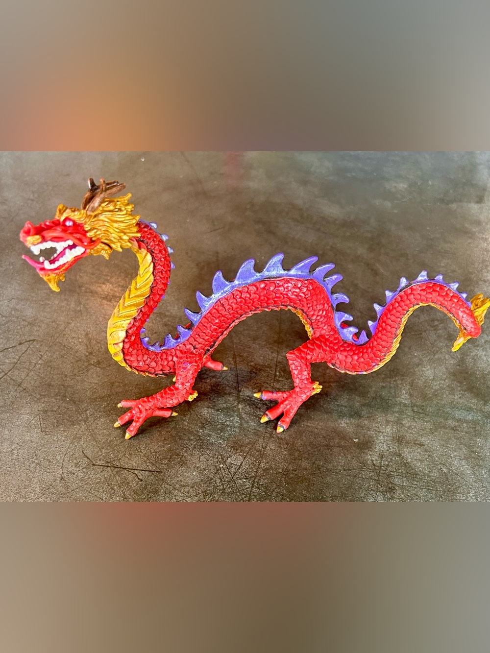 Safari Ltd Red & Gold Horned Chinese Dragon Figure